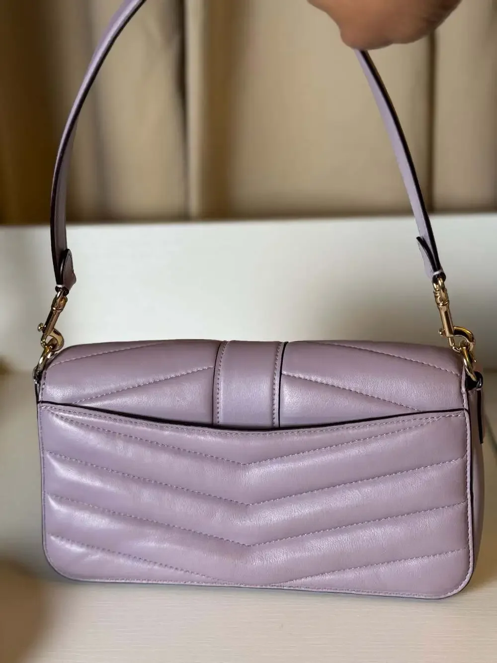Coach Georgie Quilted Shoulder Crossbody Bag Lavender Leather